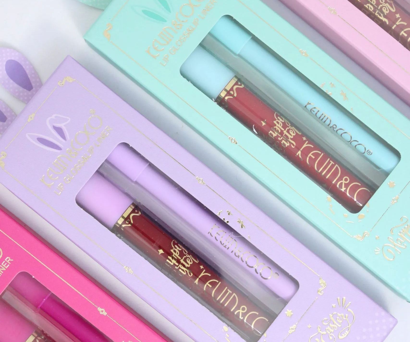 Kit Labios Labial Liquido Delineador Labial Happy Easter Conejo- Kevin Coco