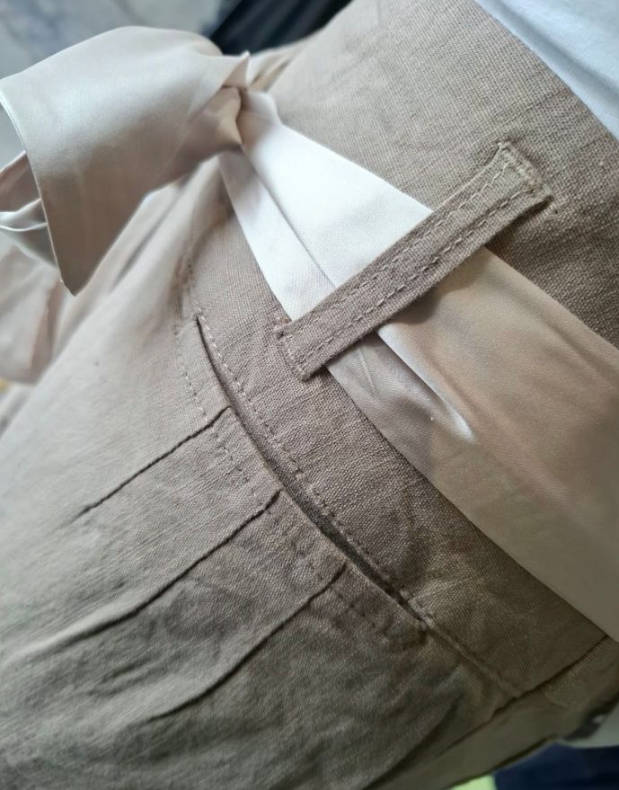 Bon Bon Collection Cuff Pants with Silk Belt