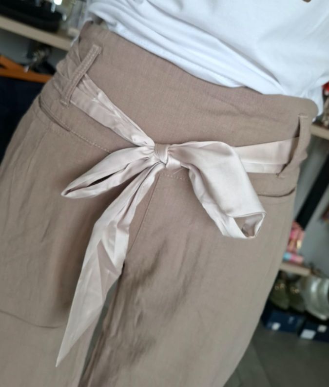 Bon Bon Collection Cuff Pants with Silk Belt