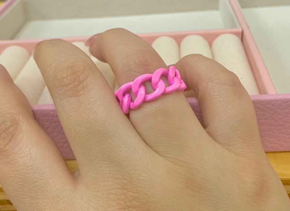 Anillo cadena XL rosado