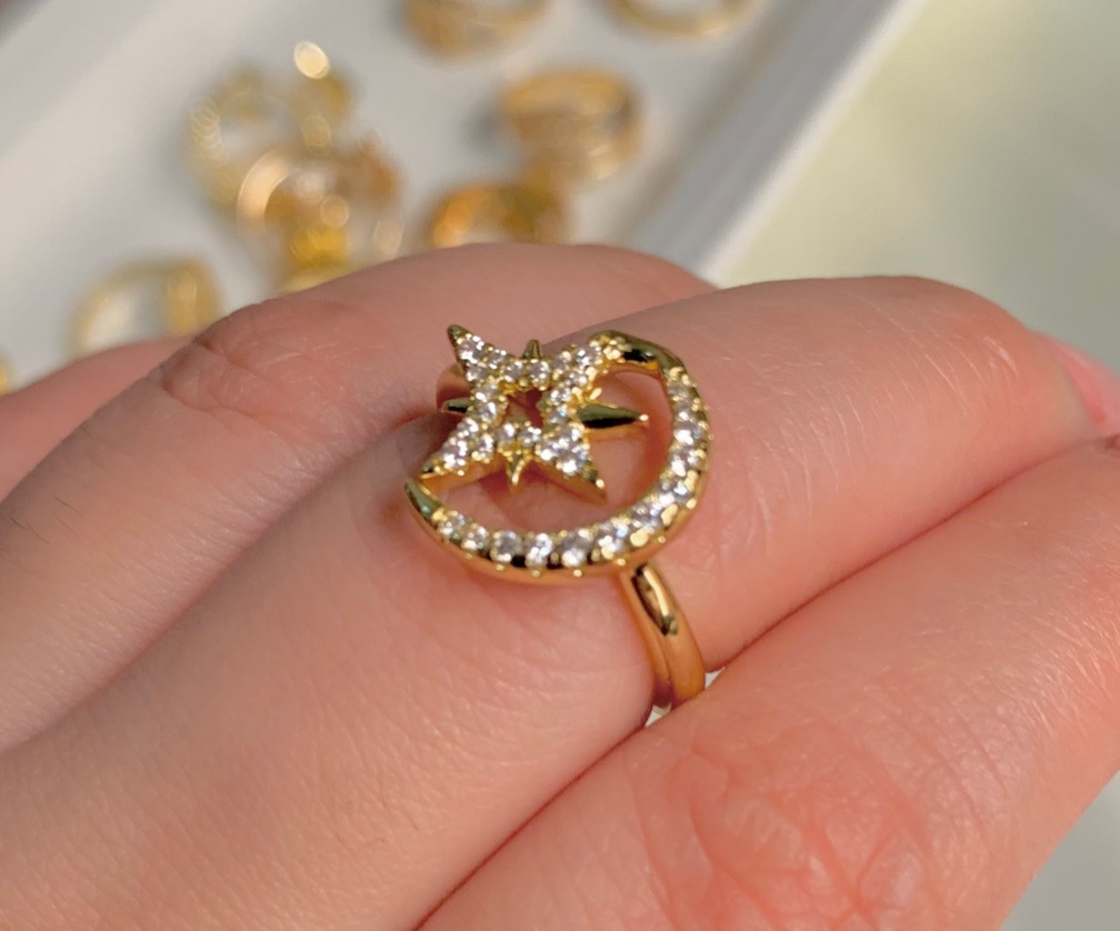 Anillo luna + estrella ajustable