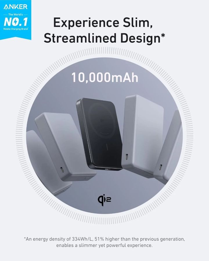 Anker MagGo Power Bank 10K Ultra-Slim 15WQi2 MagSafe Magnetic Charger for iPhone