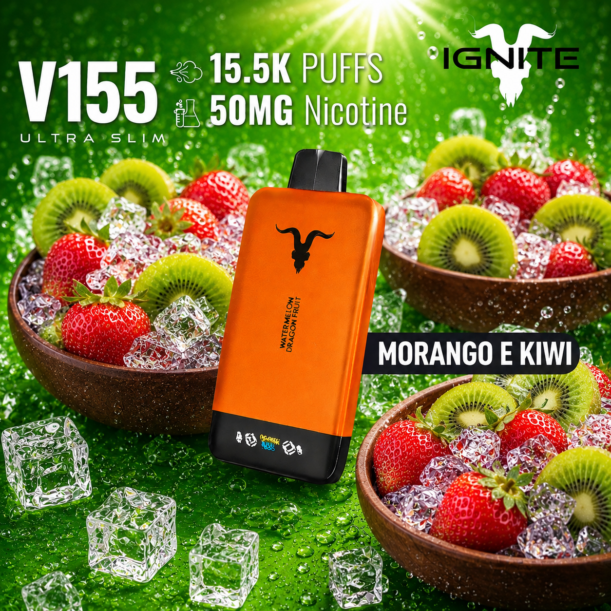 Morango e Kiwi Ice - V155 Ultra Slim