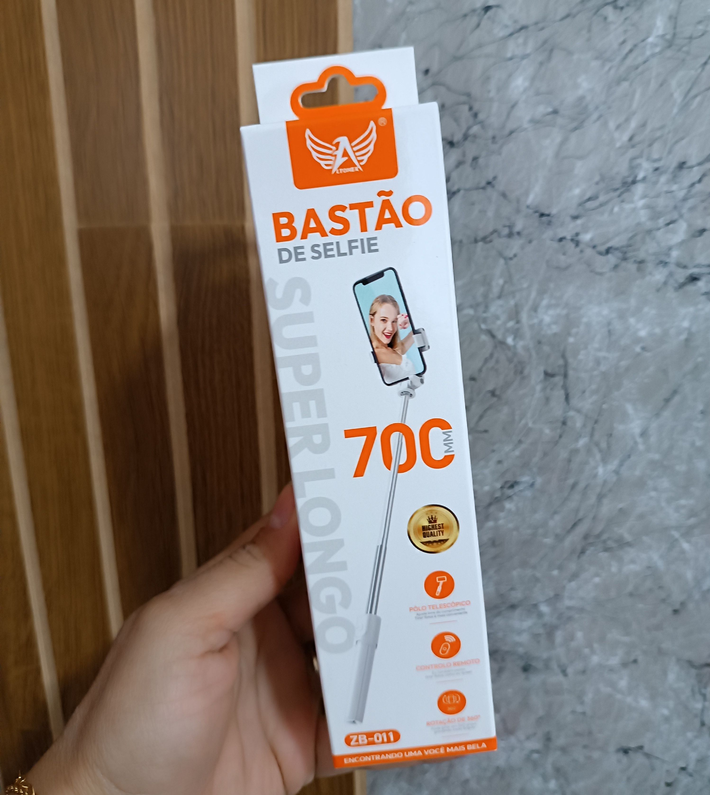Bastão de selfie com controle