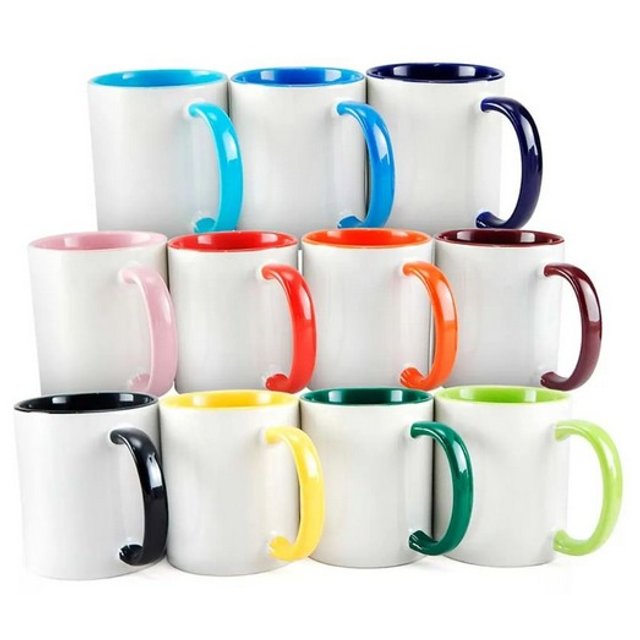 Canecas Brancas com Alças Coloridas