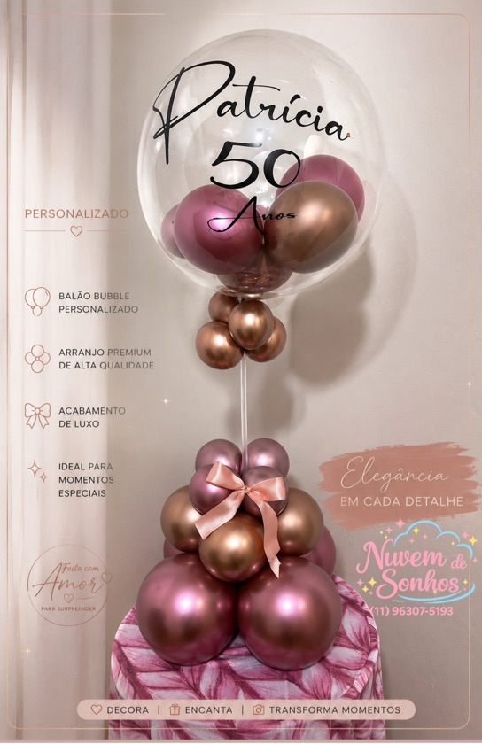 Balão personalizado vareta na base