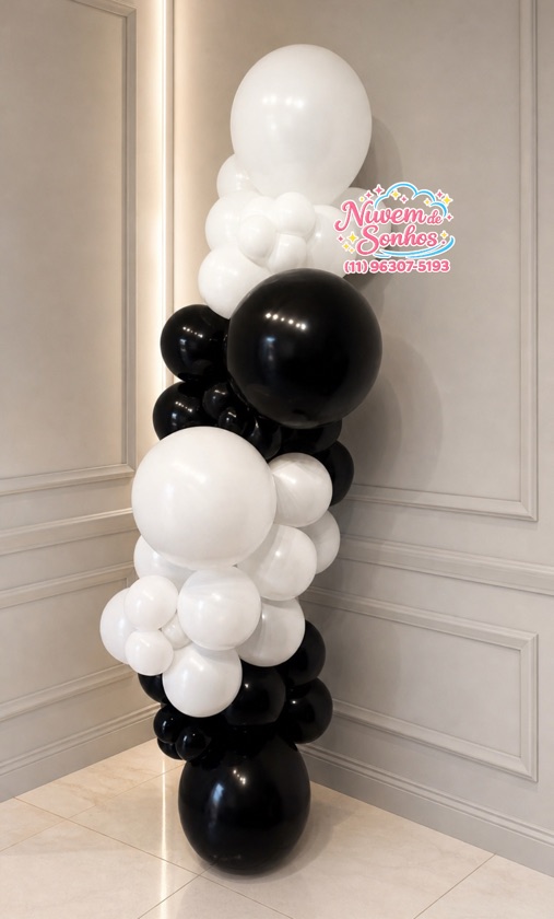 Arco de balões delivery - preto e branco - Corinthians- Santos