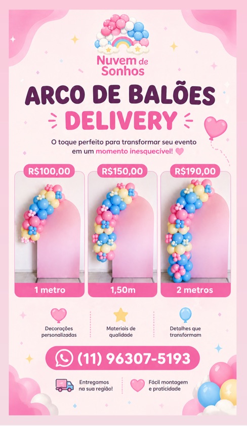 Arco de balões delivery