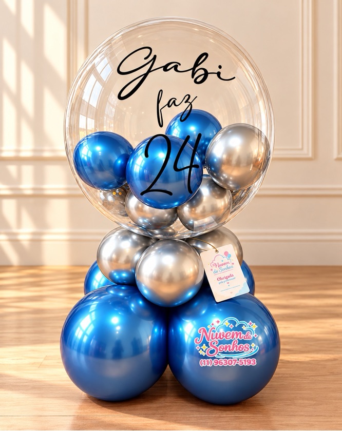 BalĂŁo personalizado azul com prata