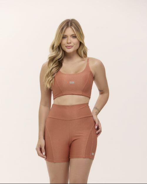 Conjunto Short - Poliamida - Linha PREMIUM - TAM M - Cor Rosa Claro - REF 14
