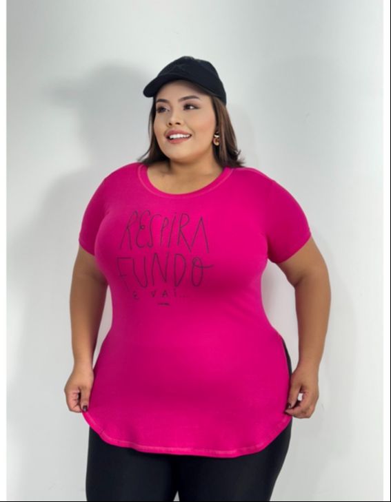 Camisa Longline - REF 295 - TAM G1 (44-46) - Cor Cinza - Rotina - Algodão e elastano - Linha PLUS SIZE