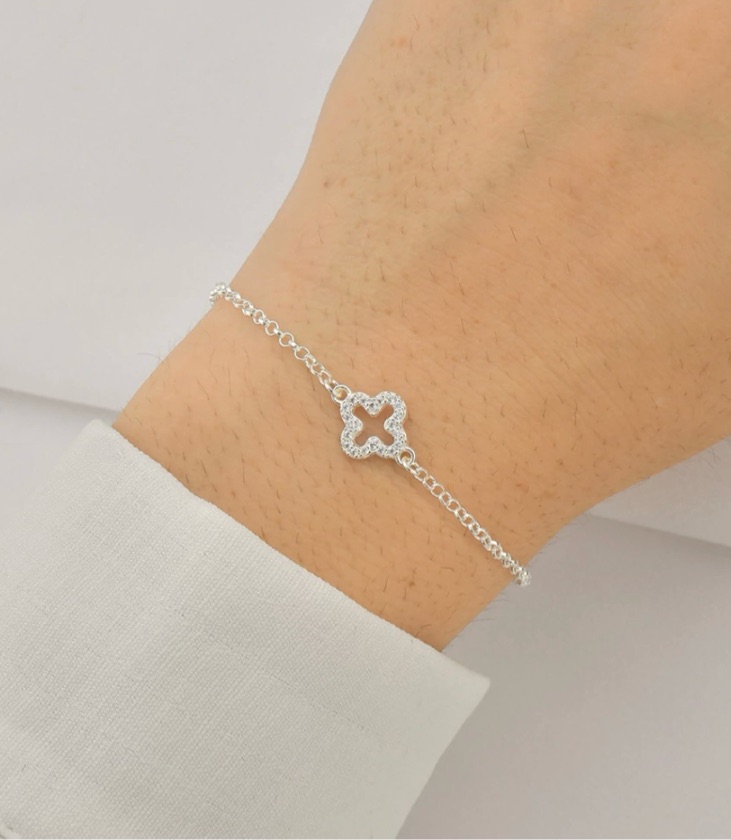 Pulseira trevo cravejado