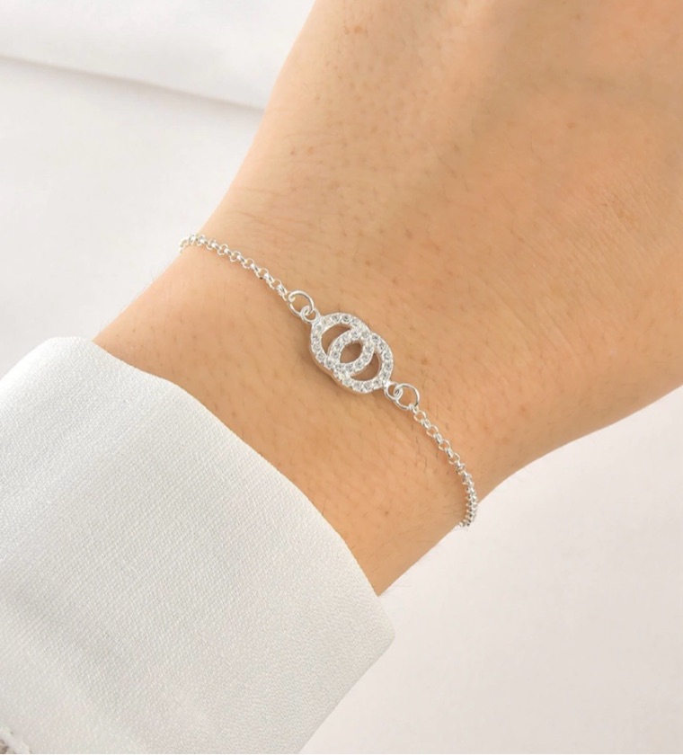 Pulseira dois círculos cravejada