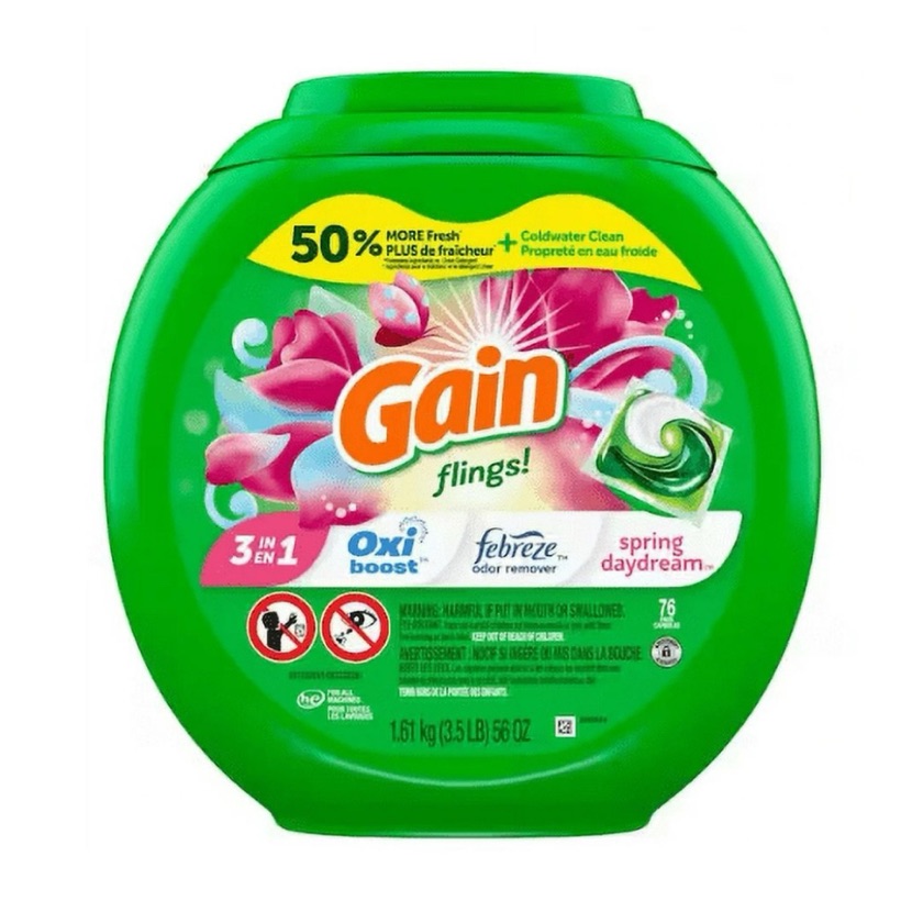 Gain flings Laundry Detergent Soap Pacs HE Compatible 76 Ct