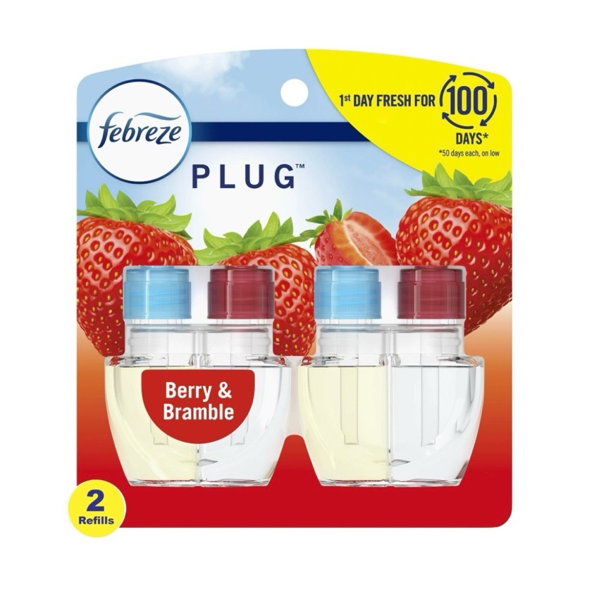 Febreze Plug In Air Freshener, Odor-Fighting Scented Oil Refill, Berry & Bramble, 2 Refills