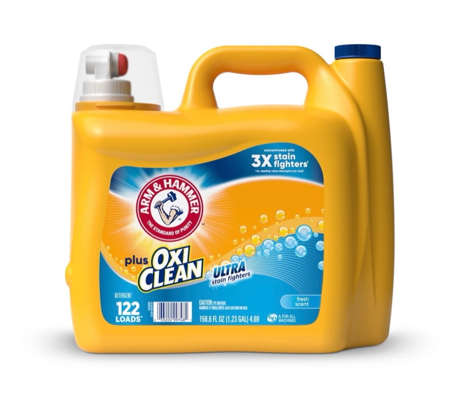 ARM & HAMMER Plus OxiClean Ultra Stain Fighters Liquid Laundry Detergent, Fresh Scent 158.6 Fl oz