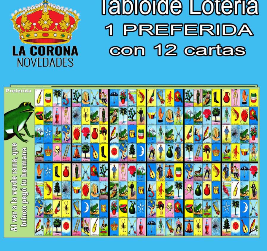 1 Preferida 12 Cartas Sencillas Tabloide de Loteria