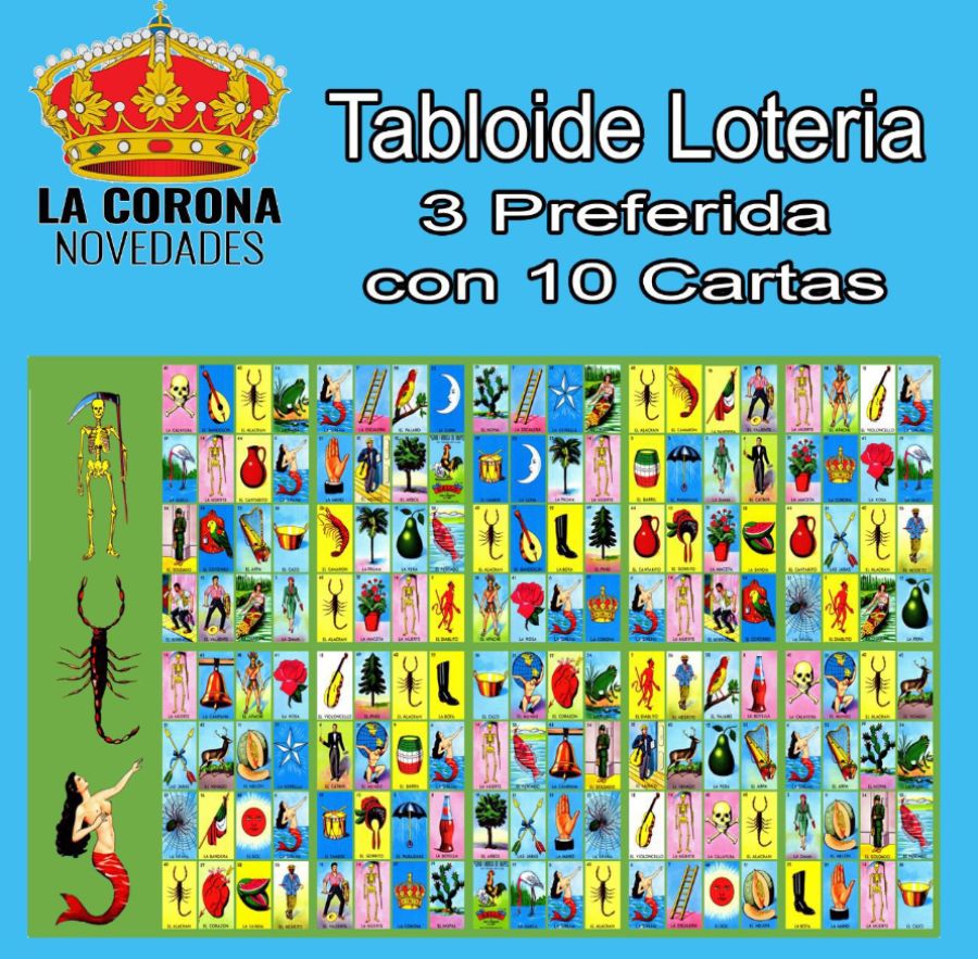 3 Preferida 10 Cartas Sencillas Tabloide de Loteria