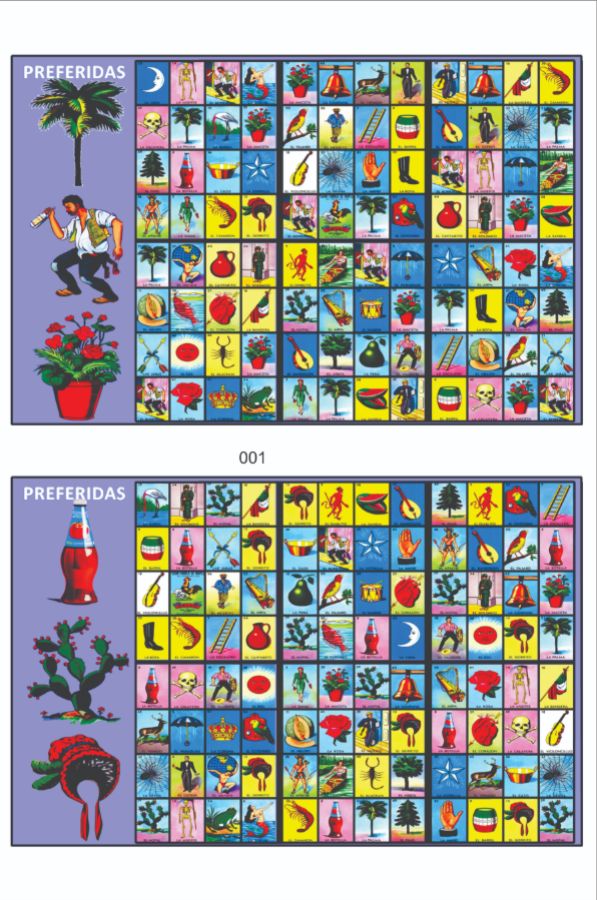 3 Preferidas 2 juegos de 6 cartas Tabloide de Loteria