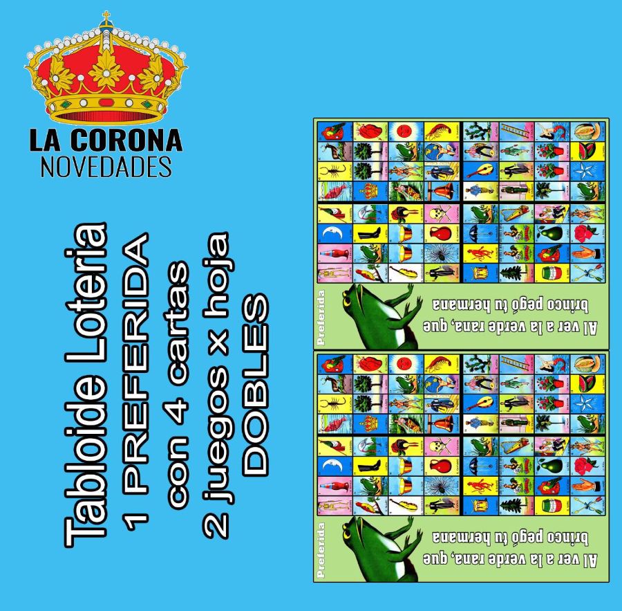 1 Preferida de 4 cartas Dobles 2 juegos x hoja Cuadrada
