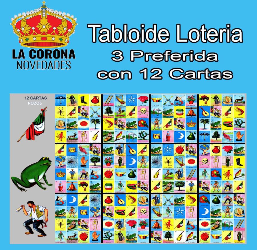 3 Preferida 12 Cartas Sencillas Tabloide de Loteria