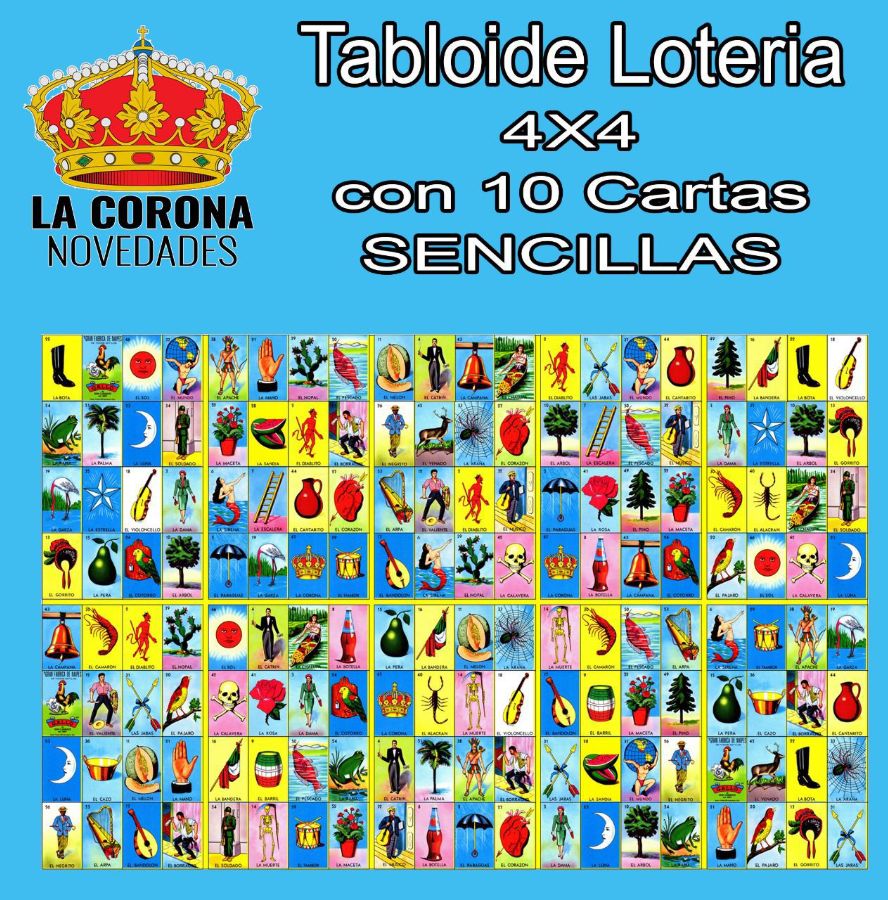 10 cartas sencillas Tabloide de Loteria