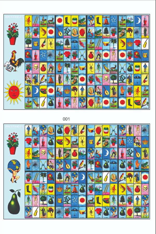 3 Preferidas 2 juegos de 8 cartas Tabloide de Loteria