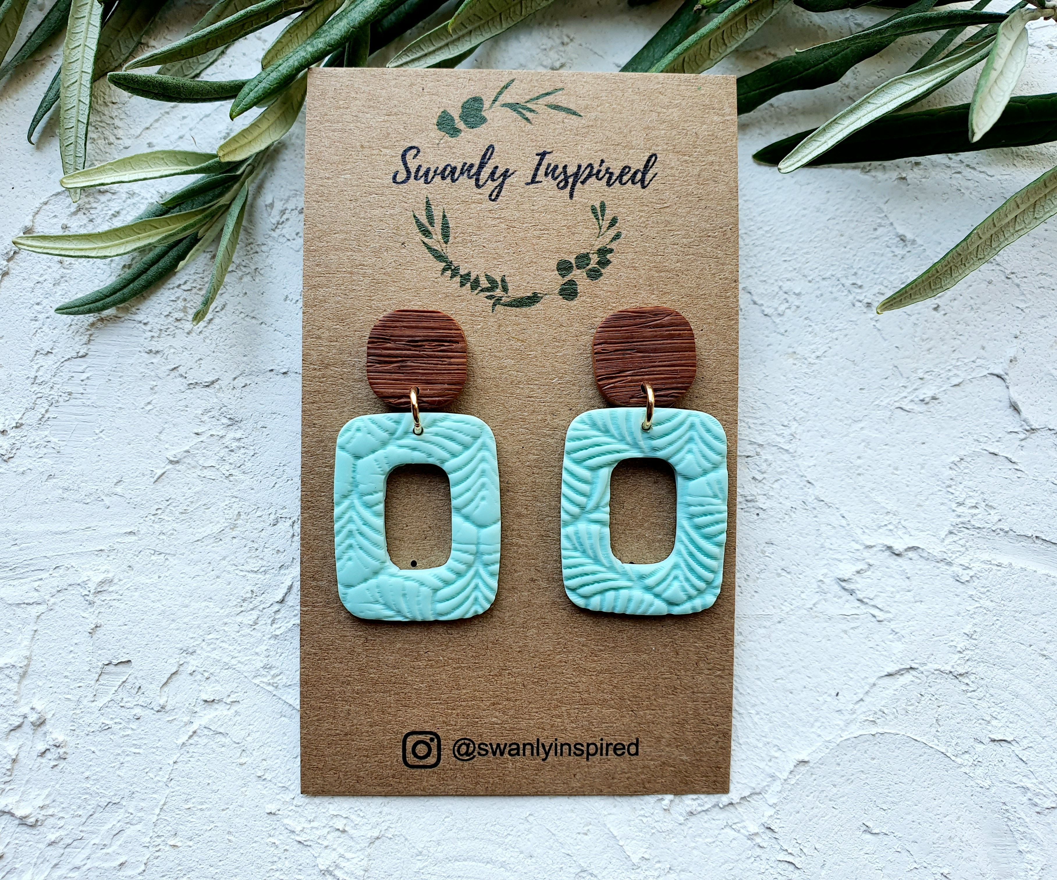 Mint and 'wood', square donut