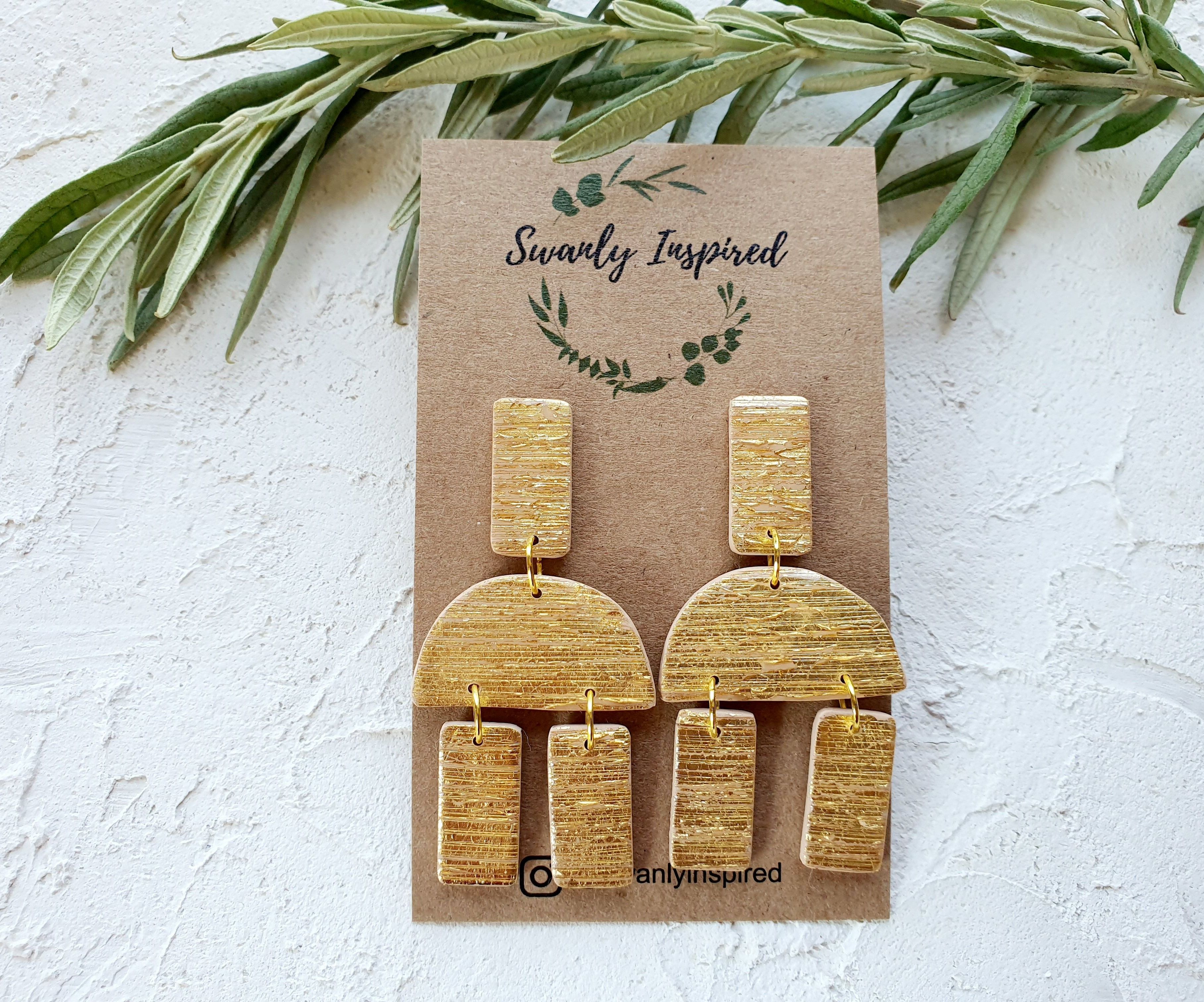Sophie dangle, gold leaf