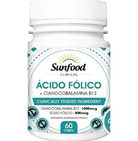 Ácido Fólico 800 mg Sunfood 60 caps.