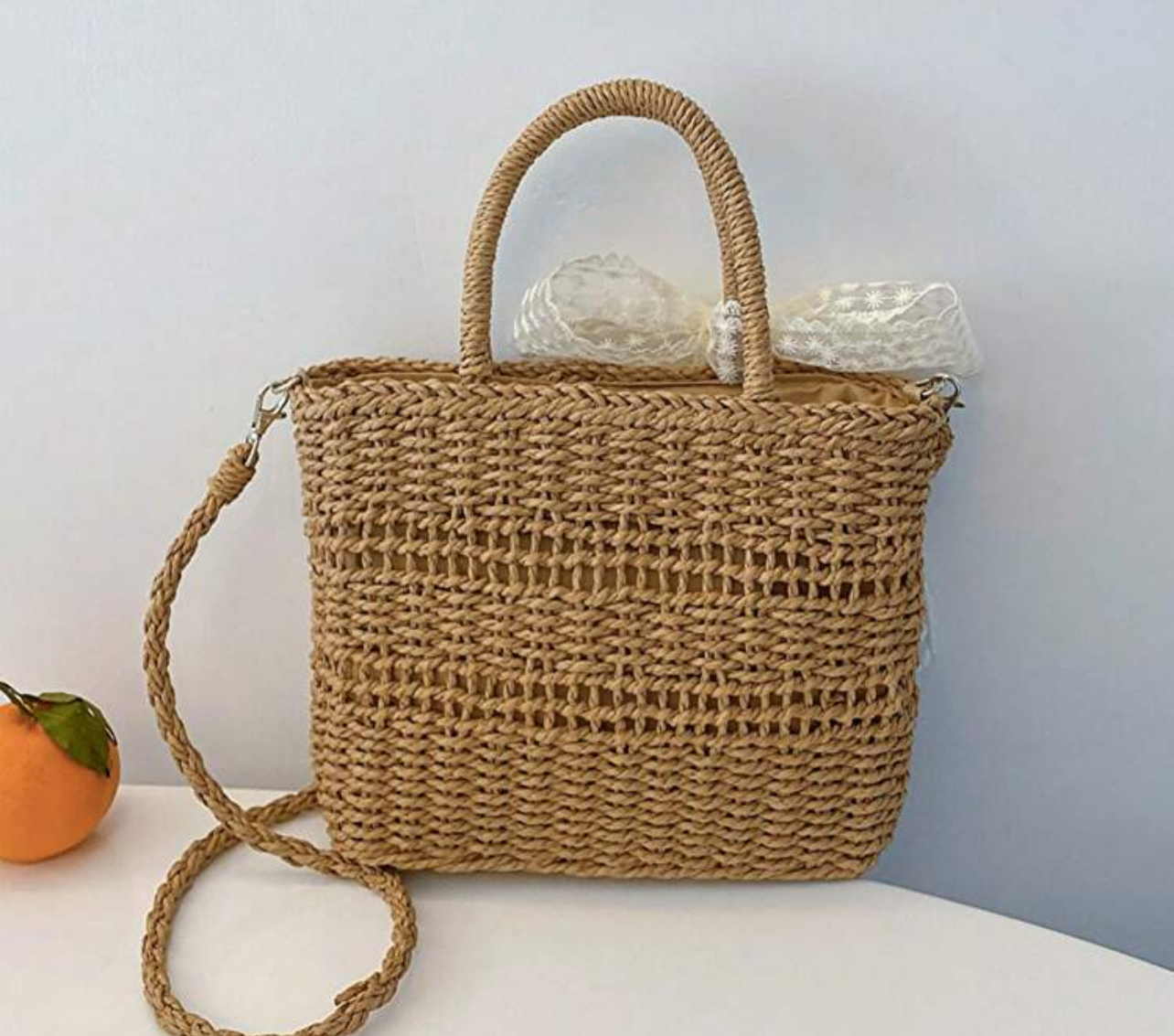 Bolso cafe con listón