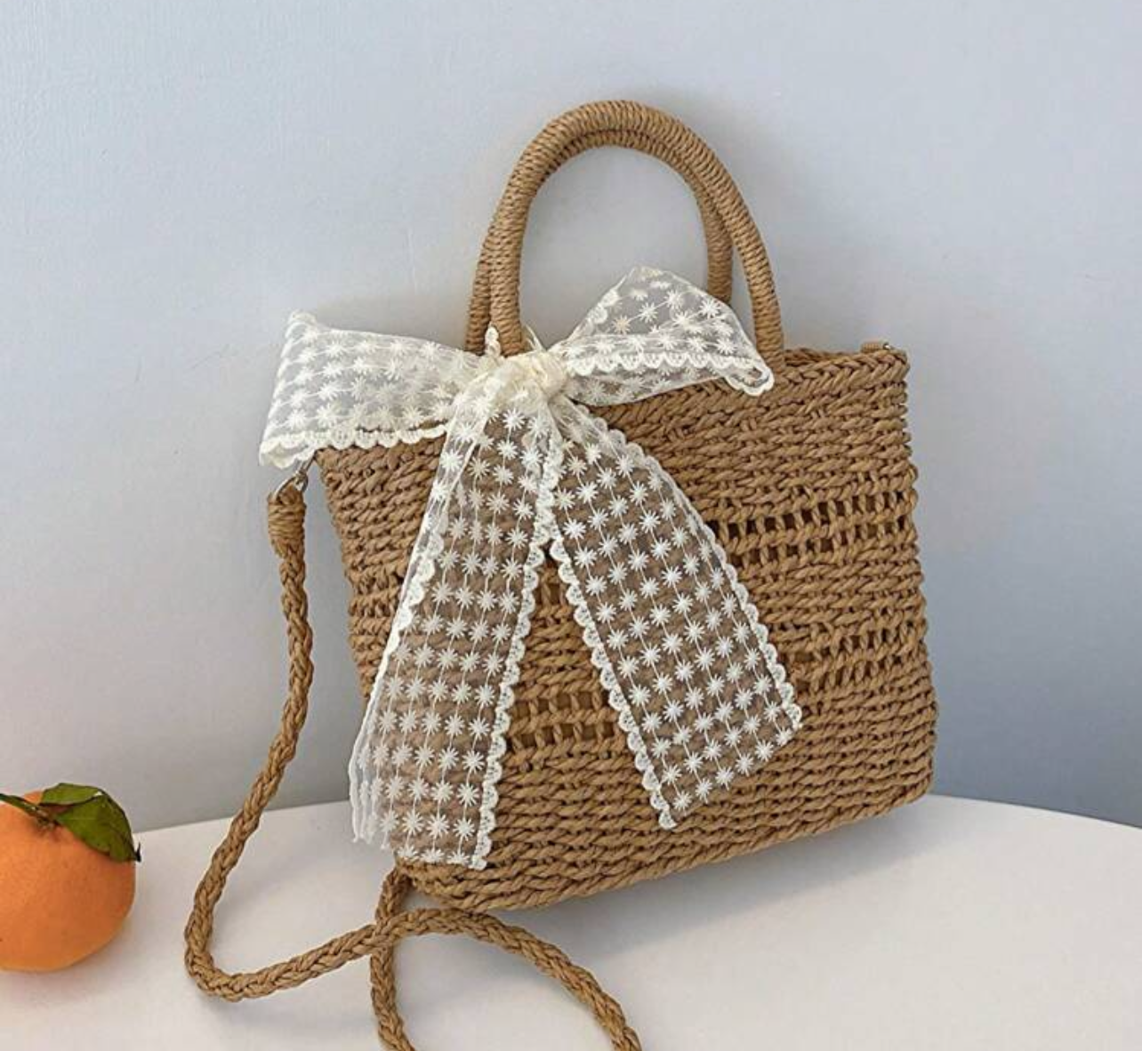 Bolso cafe con listón