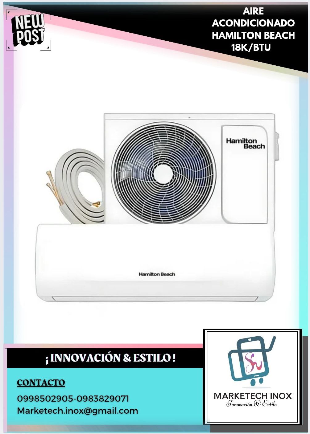 AIRE ACONDICIONADO HAMILTON BEACH 18K/BTU