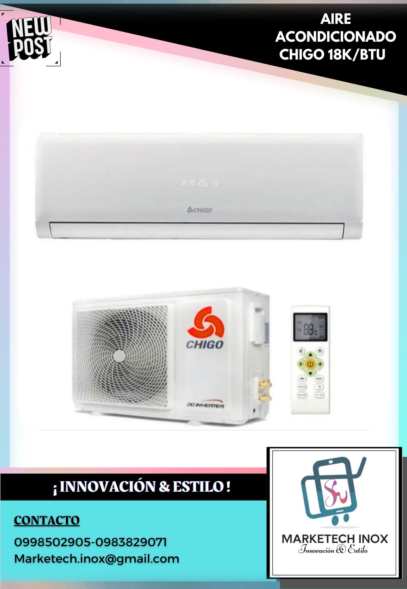 AIRE ACONDICIONADO CHIGO 18K/BTU