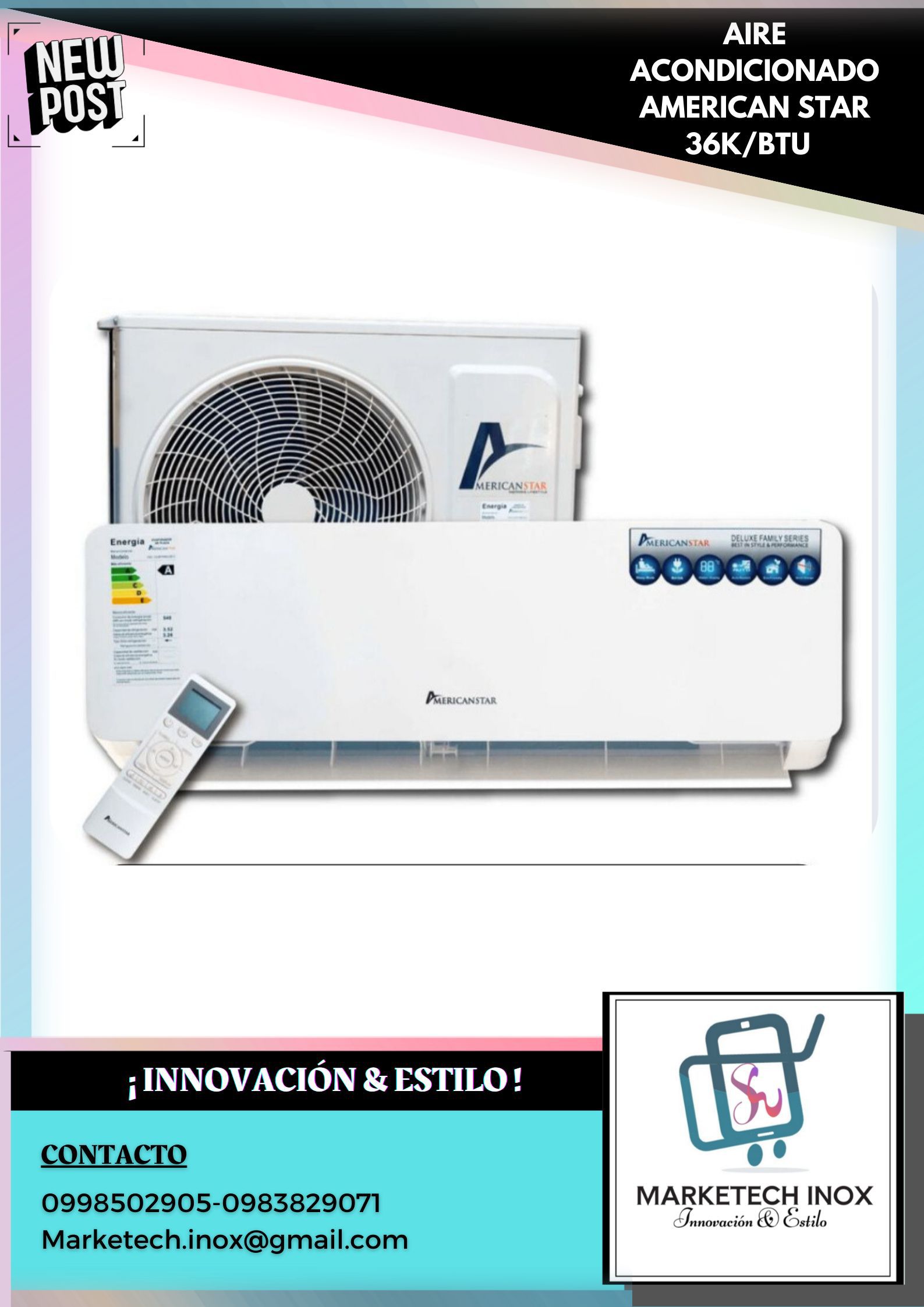 AIRE ACONDICIONADO AMERICAN STAR 36K/BTU
