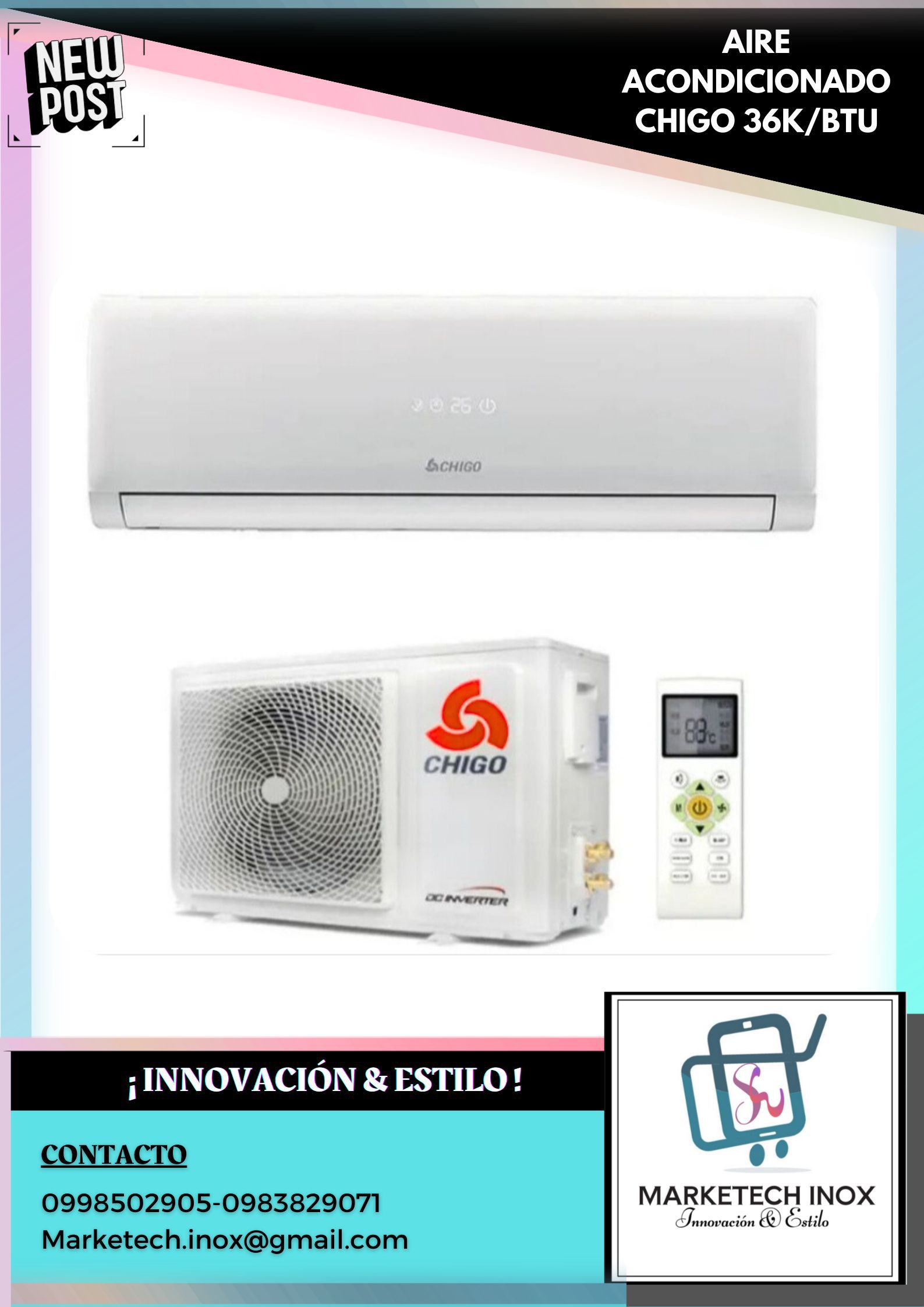 AIRE ACONDICIONADO CHIGO 36K/BTU