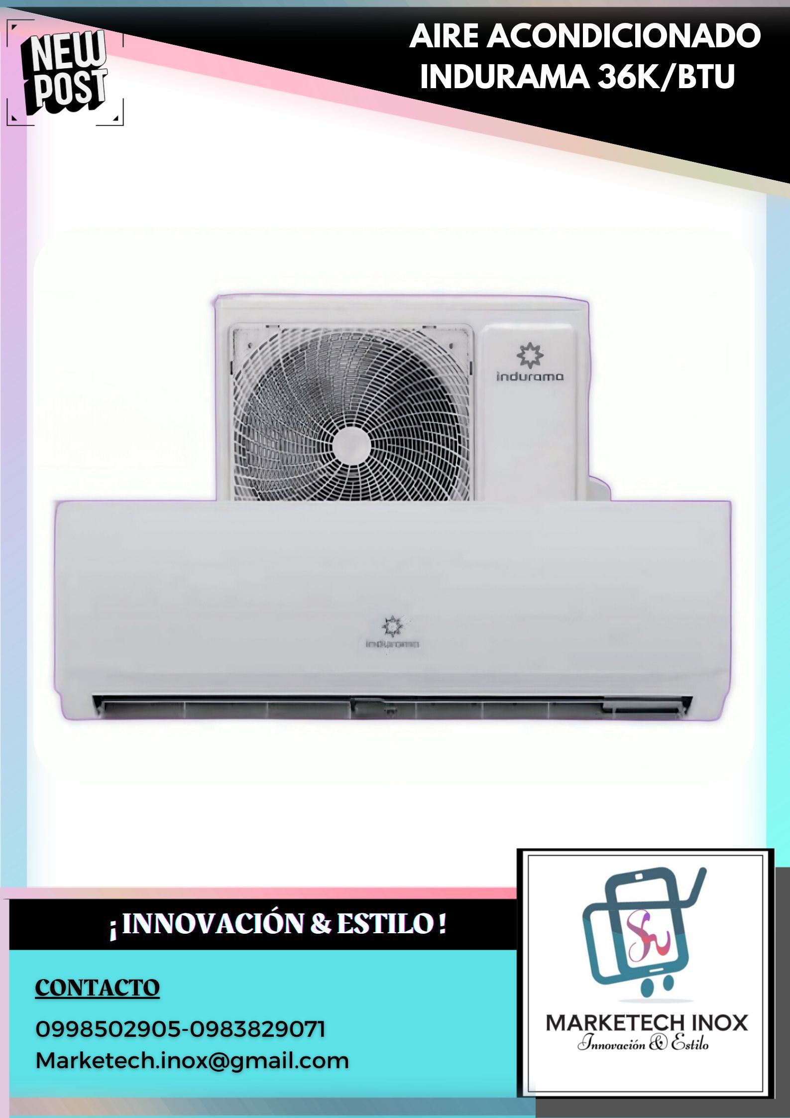 AIRE ACONDICIONADO INDURAMA 36K/BTU