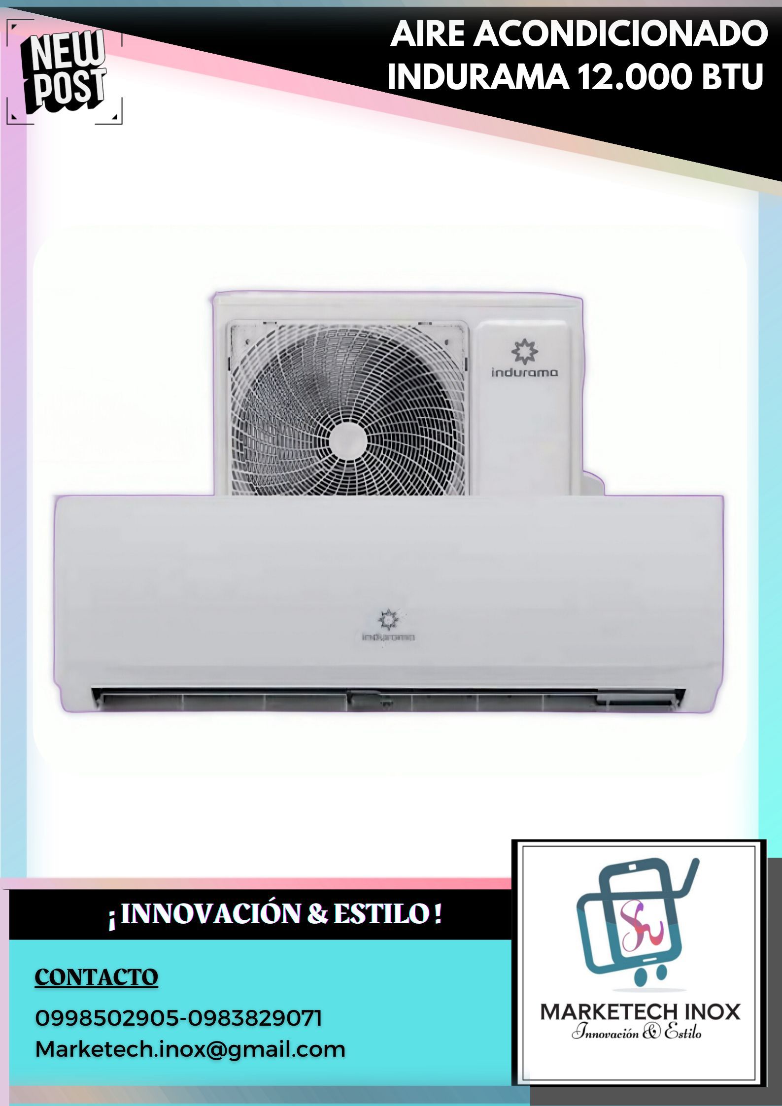 AIRE ACONDICIONADO INDURAMA 12.000 BTU