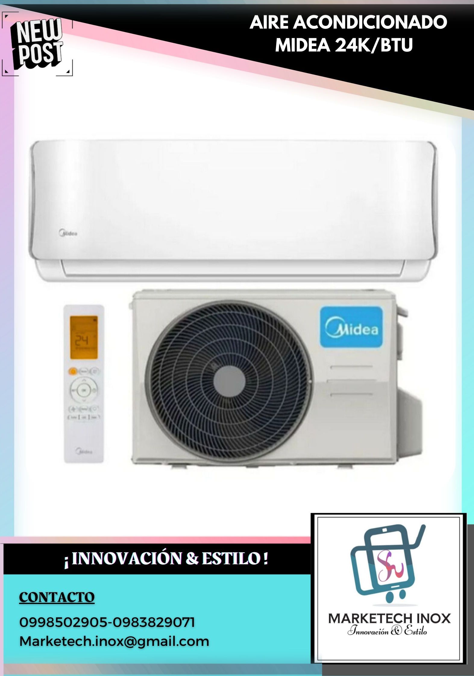 AIRE ACONDICIONADO MIDEA 24K/BTU