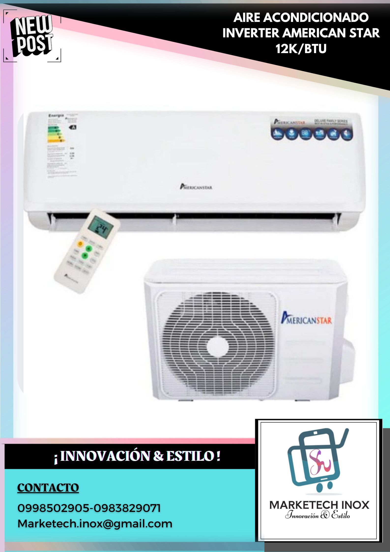 AIRE ACONDICIONADO INVERTER AMERICAN STAR 12K/BTU