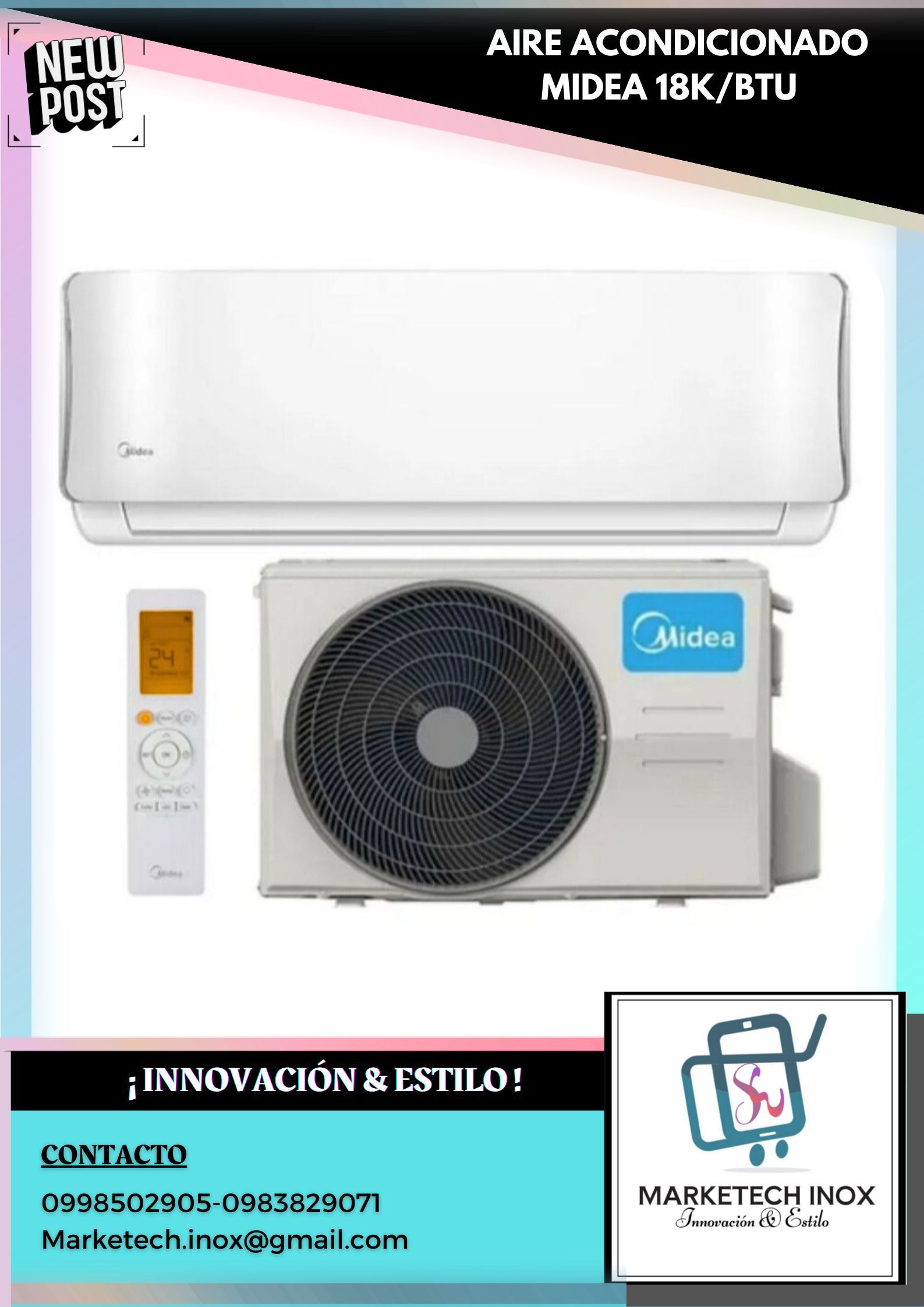 AIRE ACONDICIONADO MIDEA 18K/BTU
