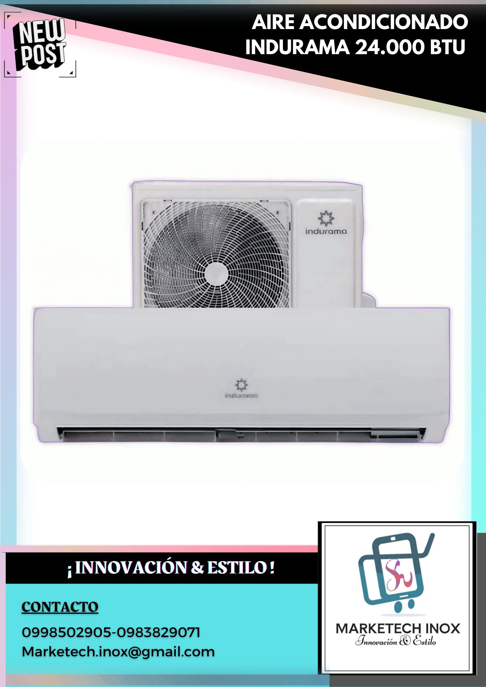 AIRE ACONDICIONADO INDURAMA 24.000 BTU