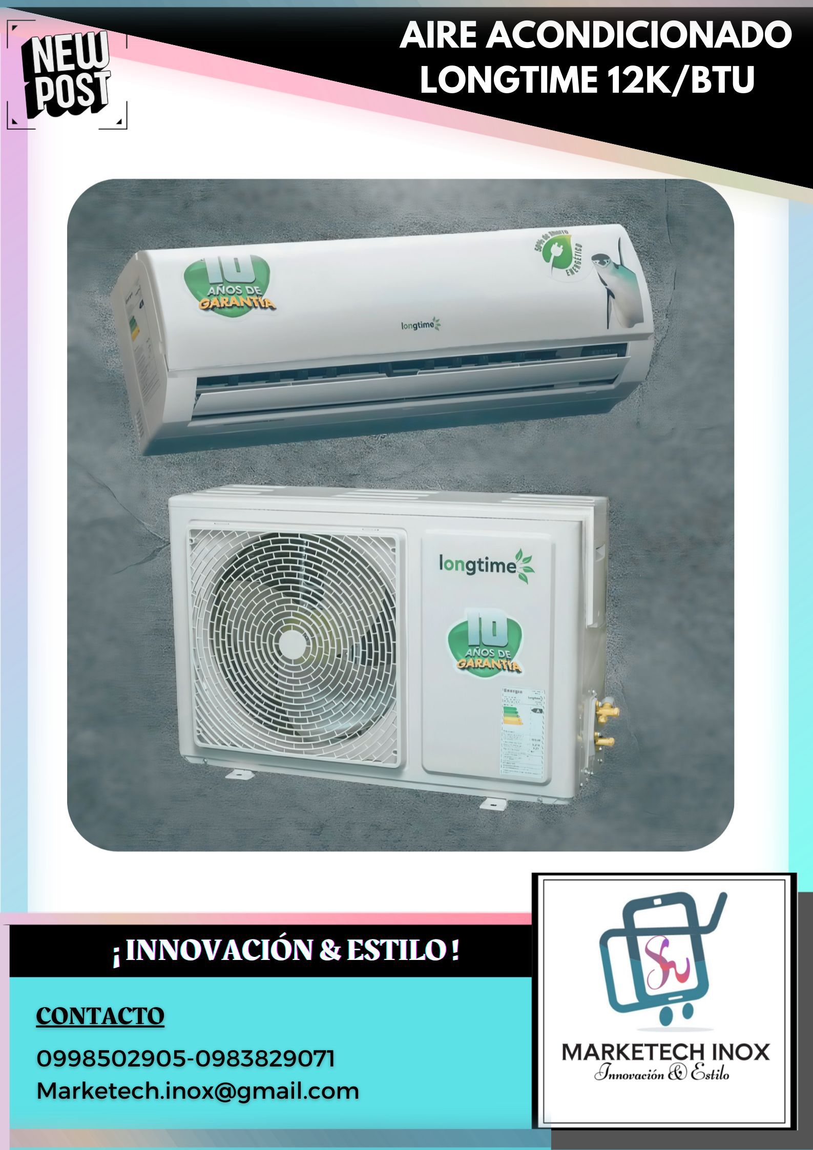 AIRE ACONDICIONADO LONGTIME 12K/BTU