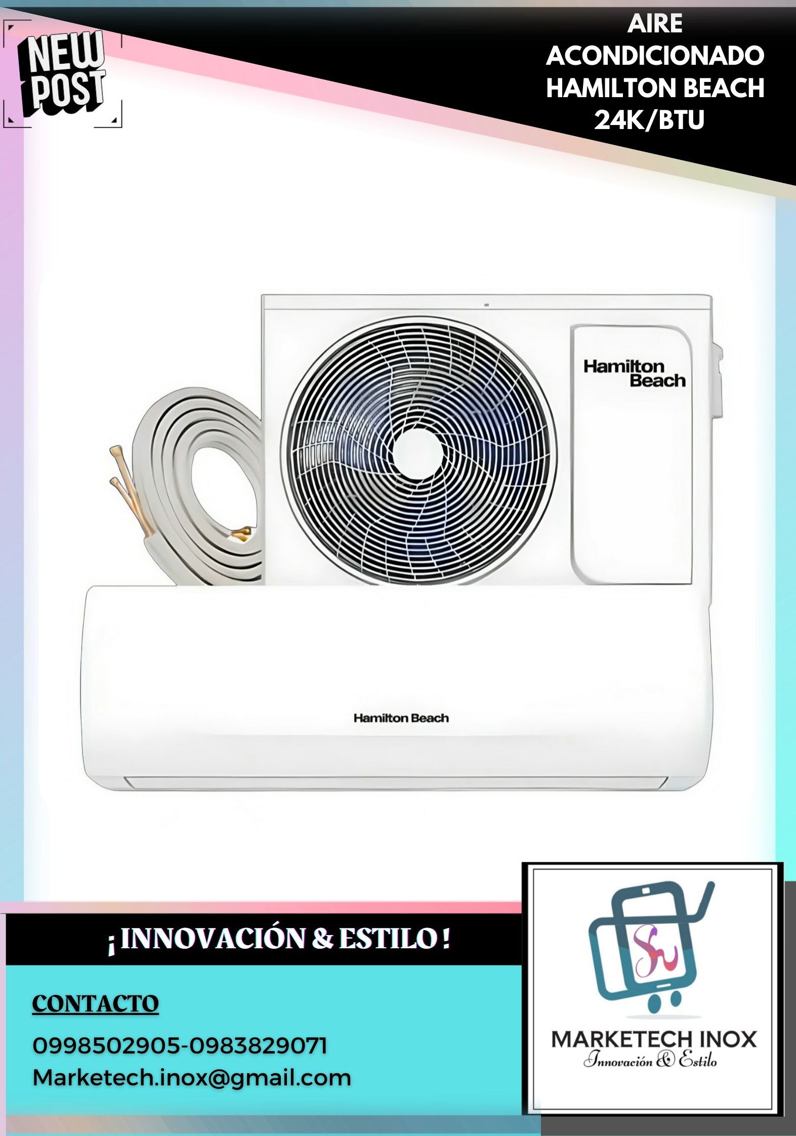 AIRE ACONDICIONADO HAMILTON BEACH 24K/BTU