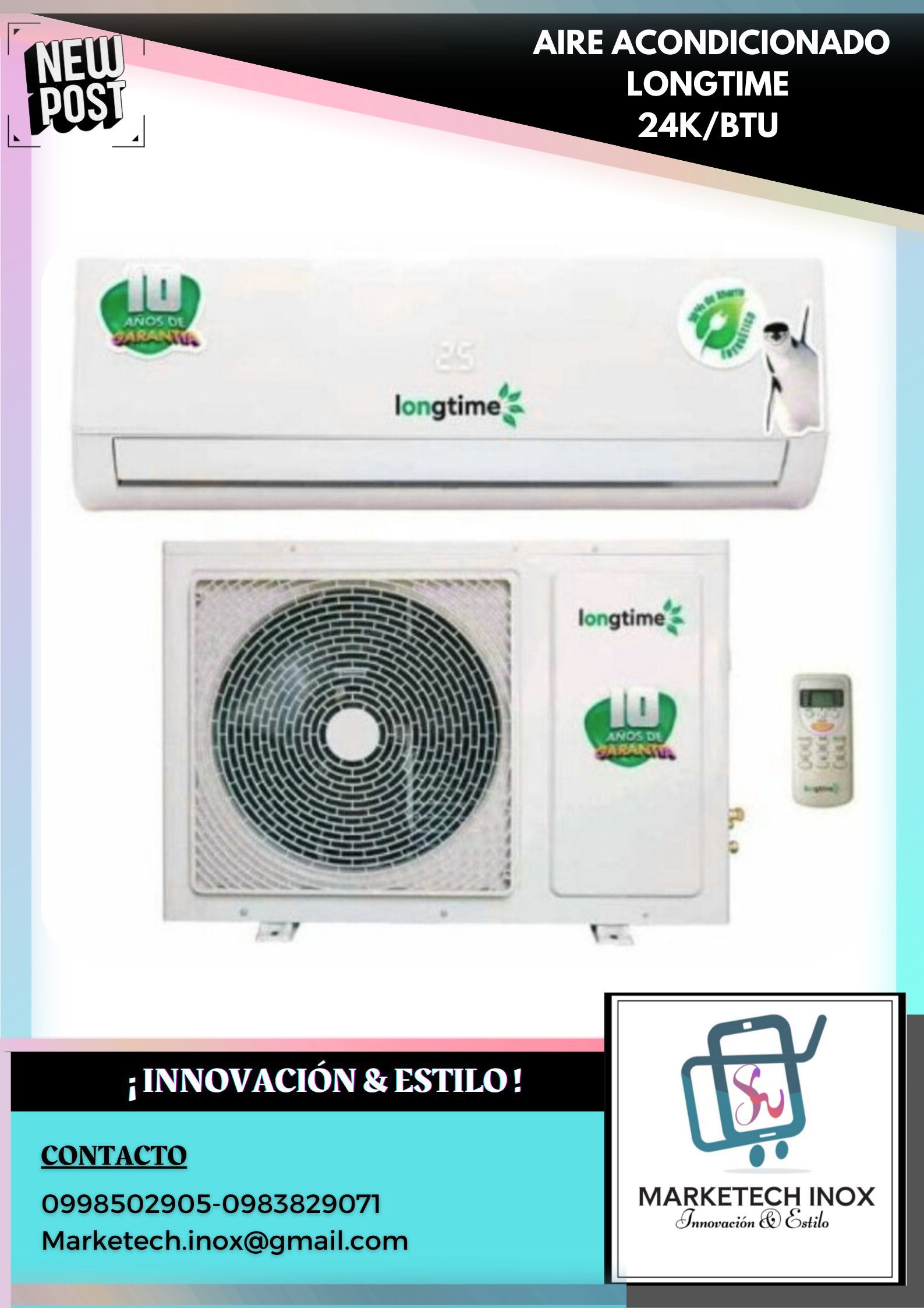AIRE ACONDICIONADO LONGTIME 18K/BTU