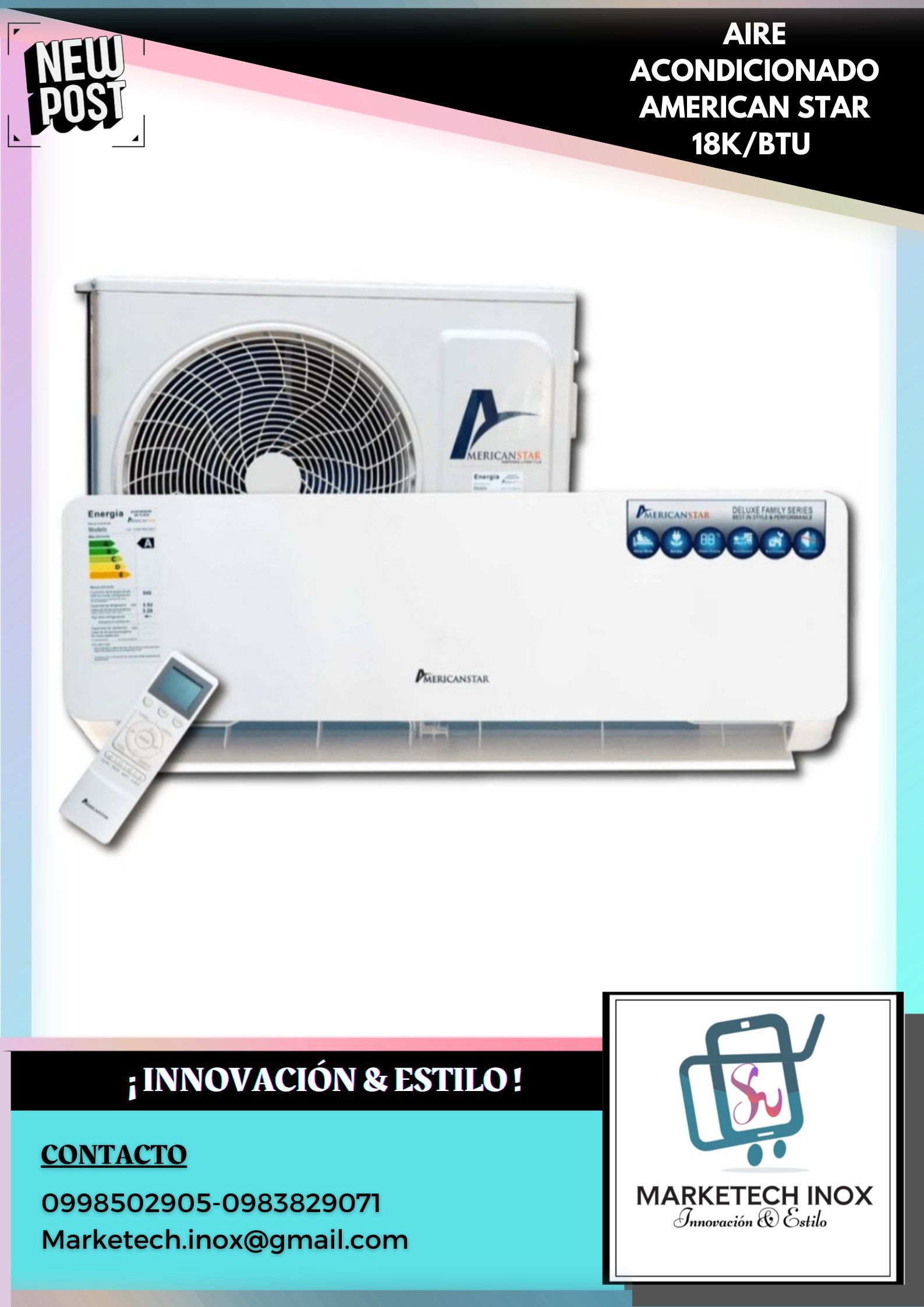 AIRE ACONDICIONADO AMERICAN STAR 18K/BTU