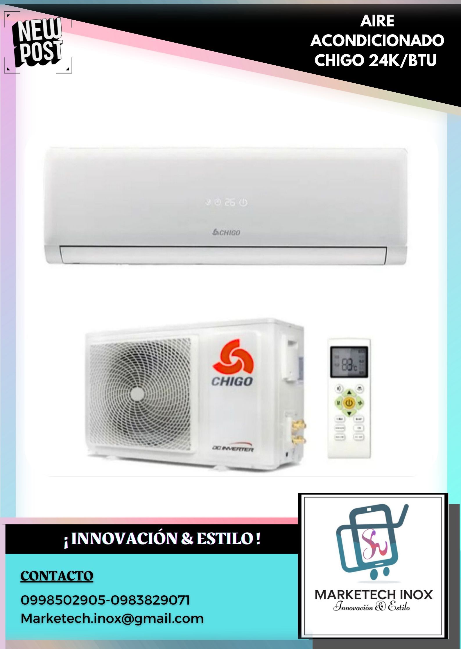 AIRE ACONDICIONADO CHIGO 24K/BTU