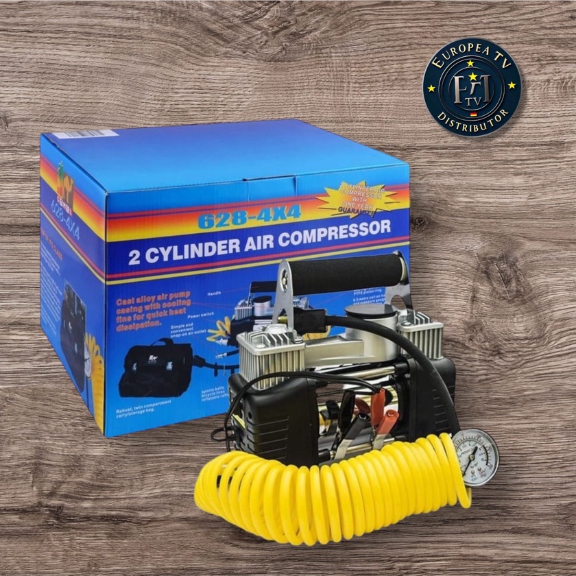 Compresor Aire Vehiculos Ciclas Inflador 2 Cilindros Color Negro Frecuencia 12V