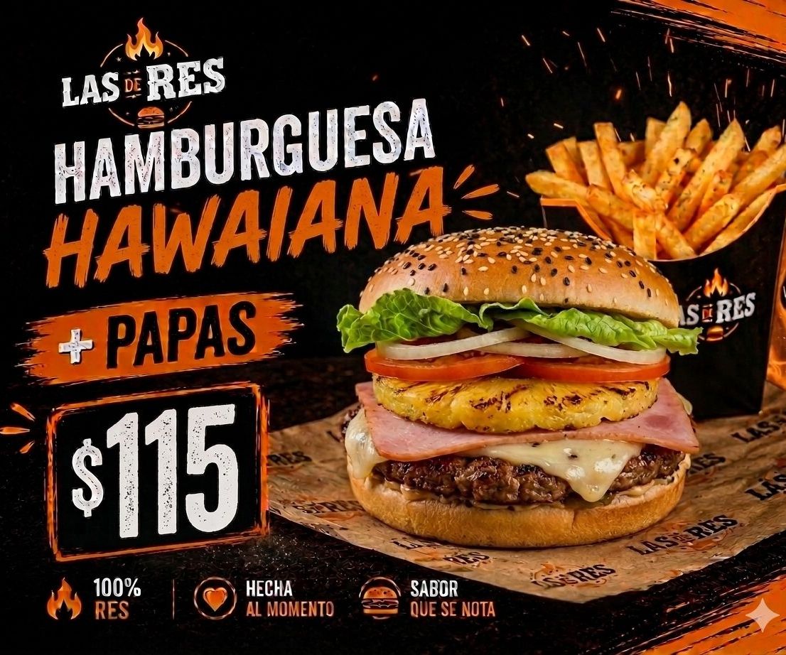 Hawaiana con papas a la Francesa