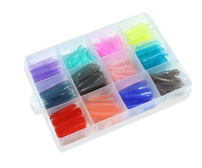 288Tips/Box Mixed Set of Reusable Coloured Pattern Poly Gel Mould Quick Nail Extension